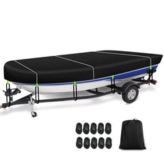 SILIVN front view of 900D jon boat cover showing tailored fit and protection