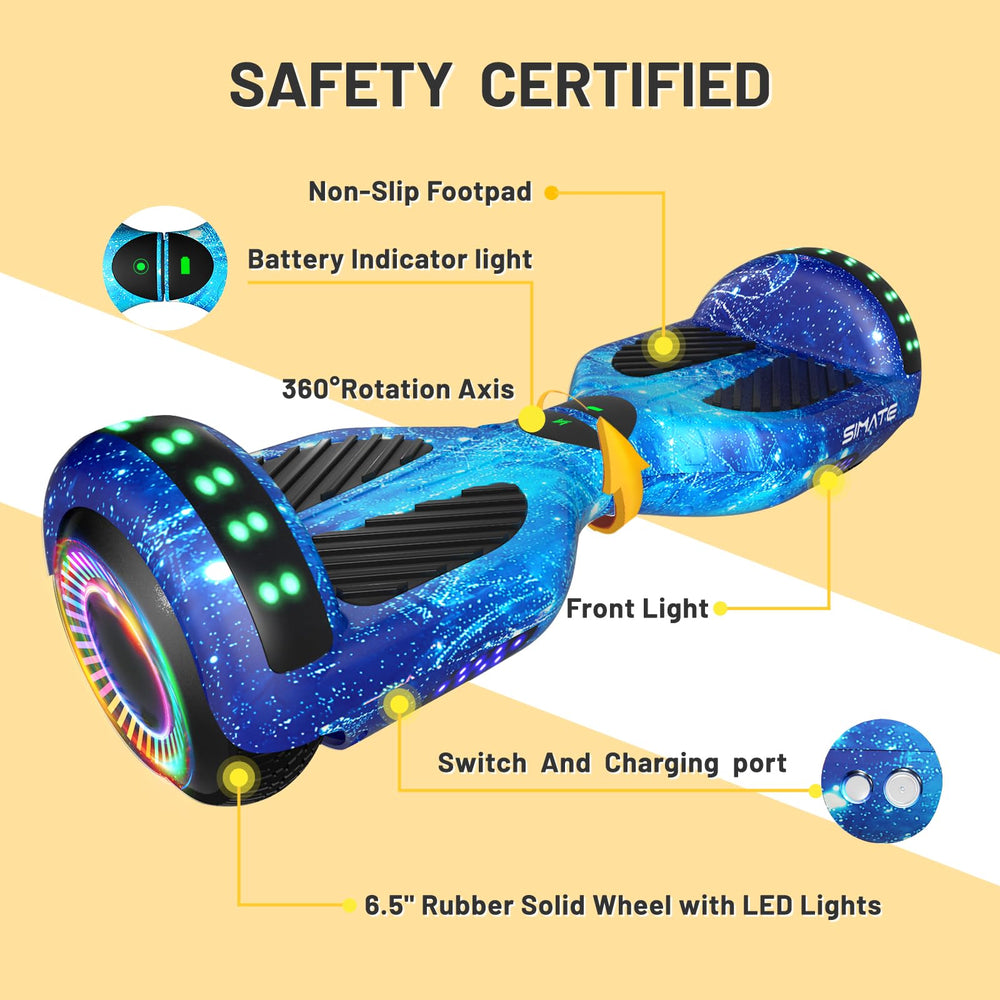 SIMATE hoverboard flashing LED wheels illuminated for visibility and fun