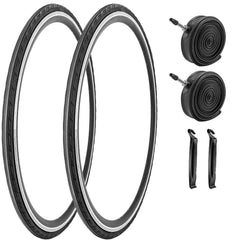 SIMEIQI front packaging view showing two tires and included accessories for quick replacement