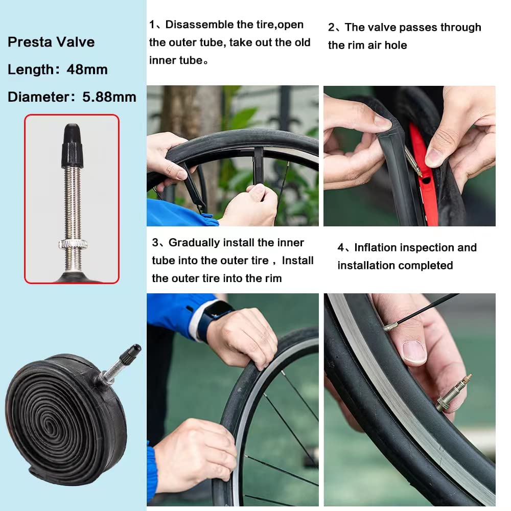 SIMEIQI Schrader valve 48mm detail showing wide valve option and pump convenience