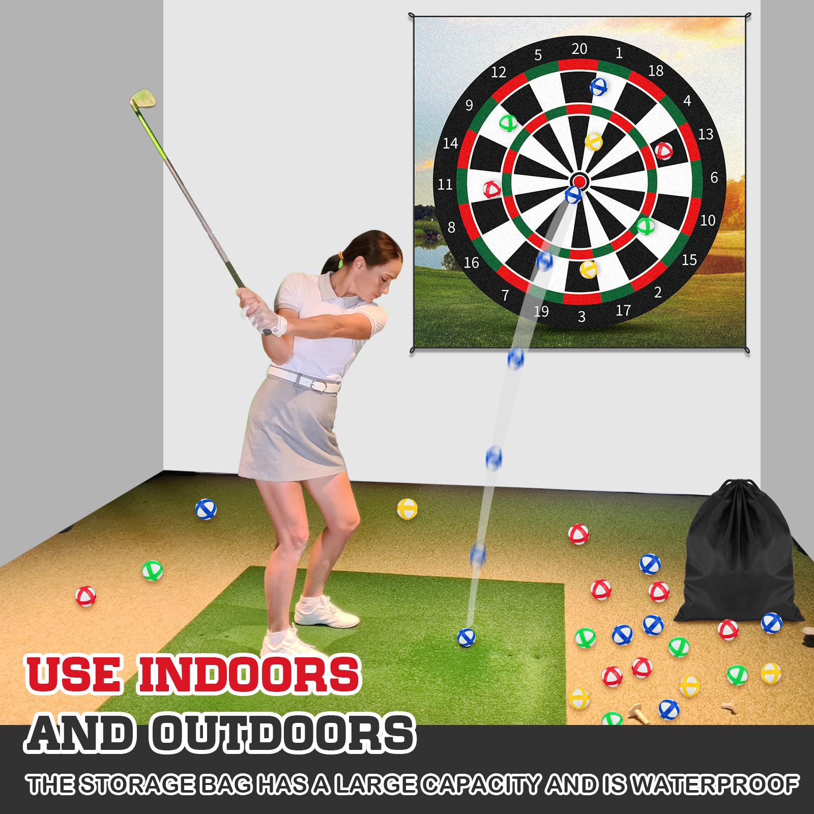 Simgoing black nylon bag open with balls inside for quick transport and storage