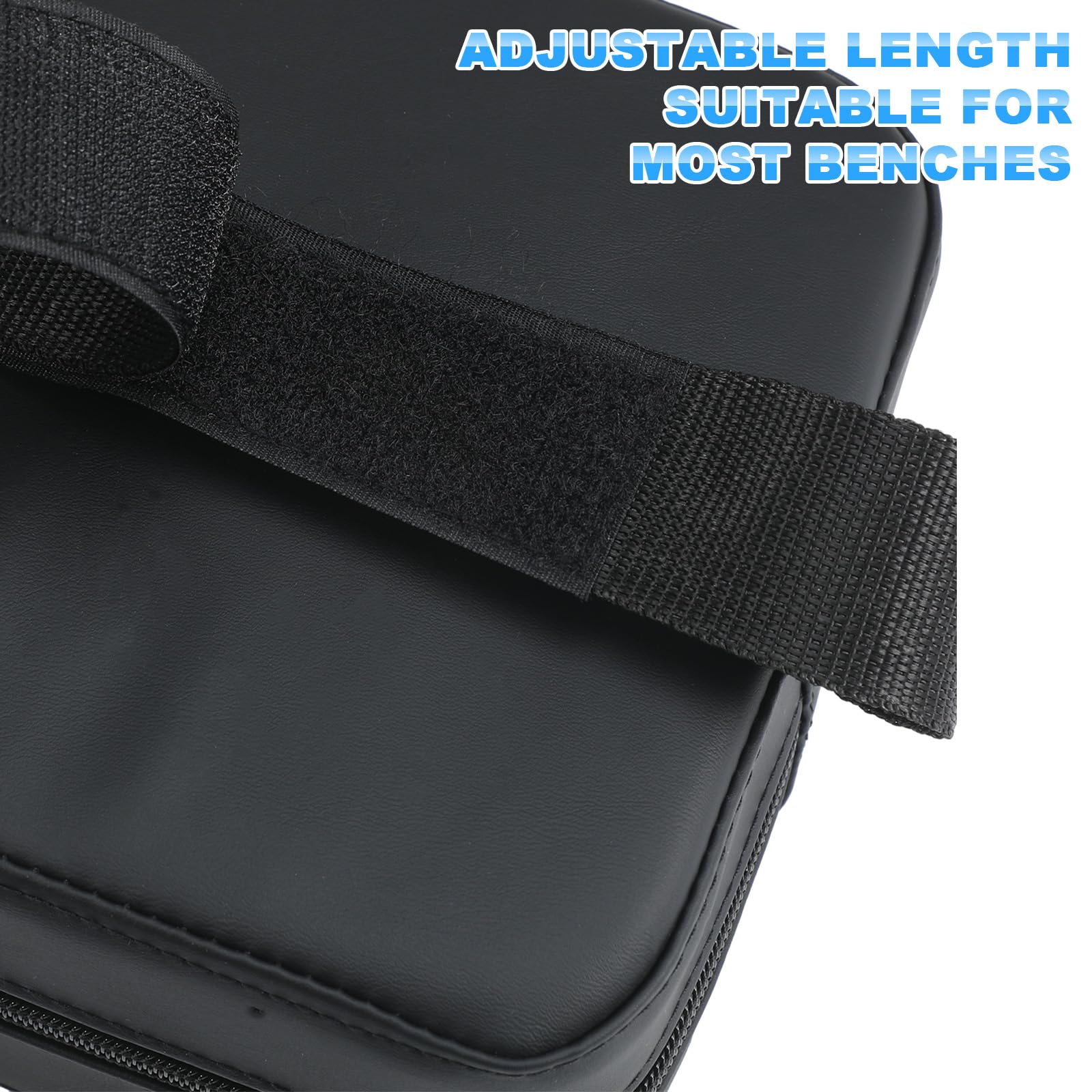 Simgoing strap system detail demonstrating secure fit on varying benches
