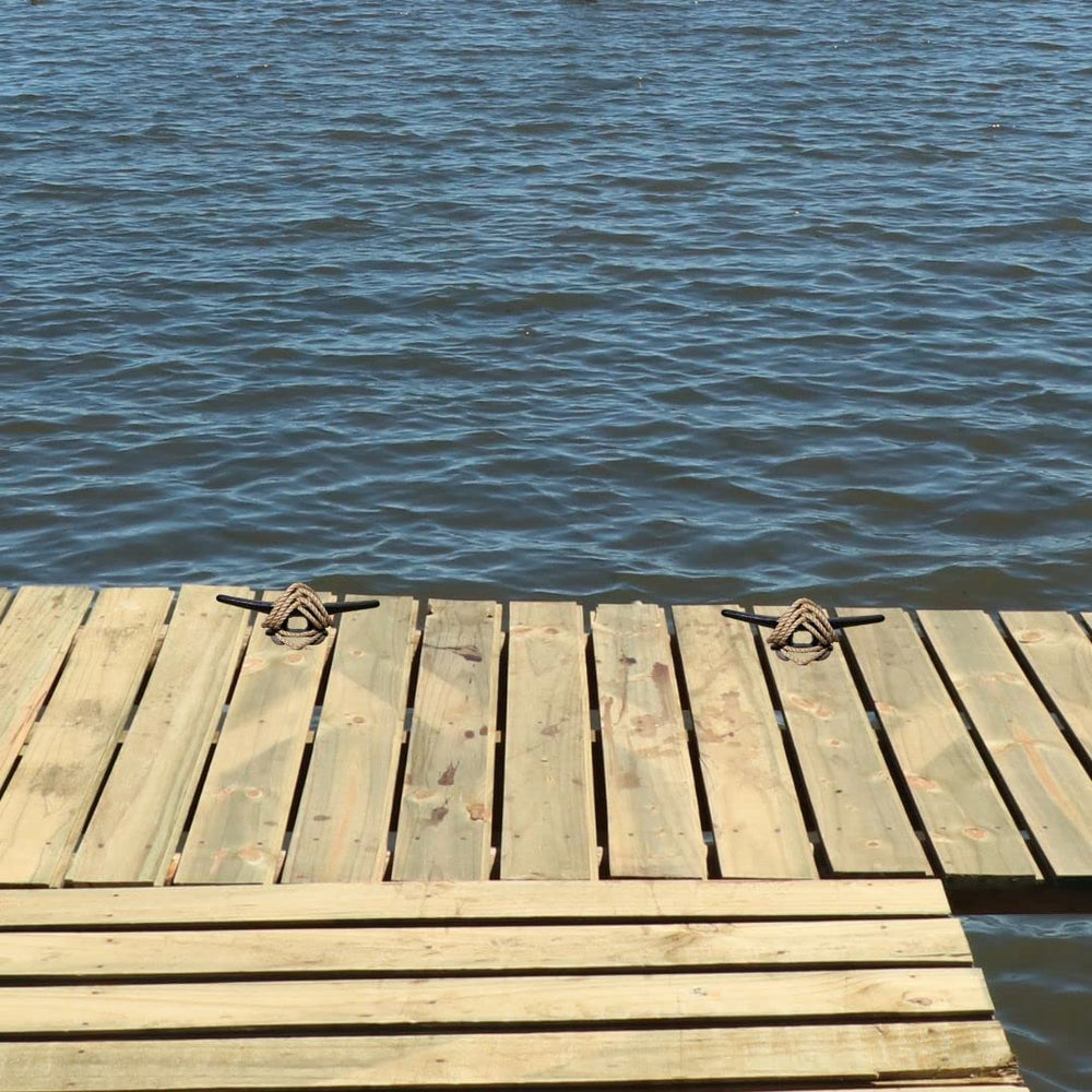 Simplified Living cleat installed on wooden deck demonstrating reliable mooring use