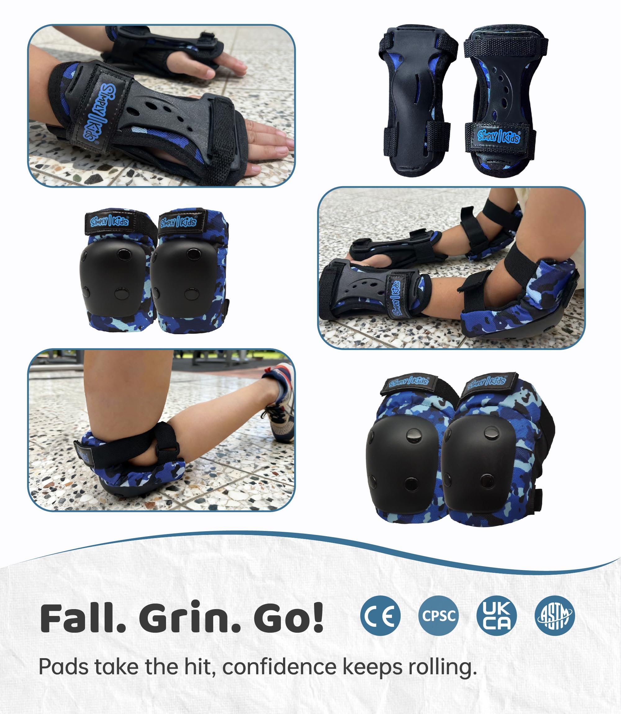 Simply Kids wrist guard splint close-up showing reinforced support for safer falls