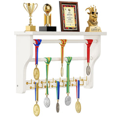 SINGBLA front view showing full wood medal hanger and organized display benefit