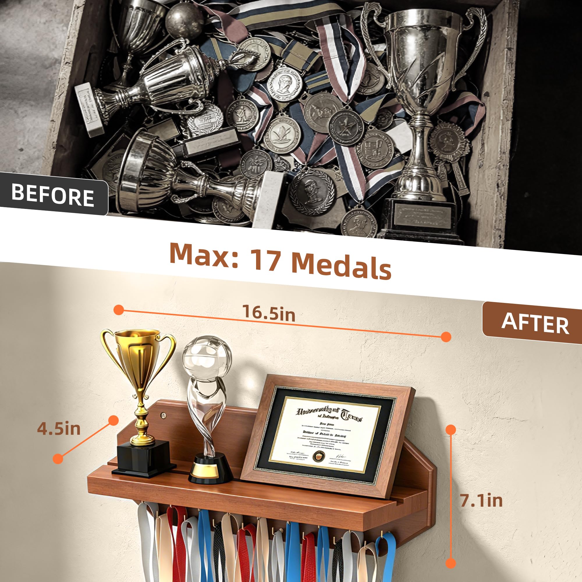 SINGBLA mounted in bedroom with medals and photos, motivating wall benefit