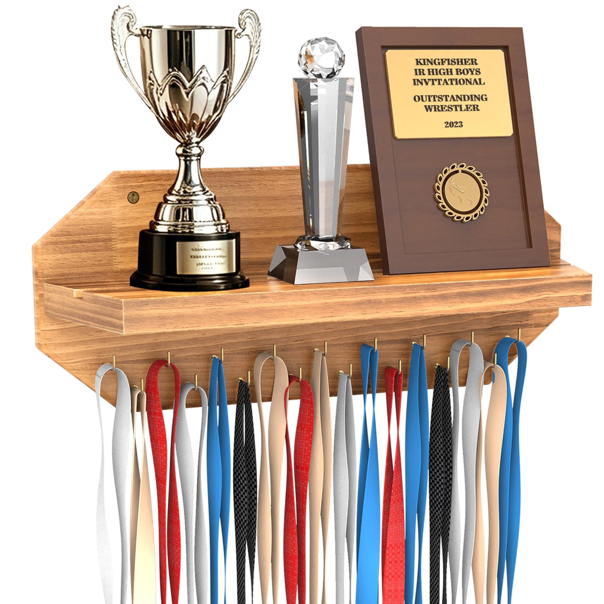 SINGBLA front view of medal hanger showcasing organized display benefit