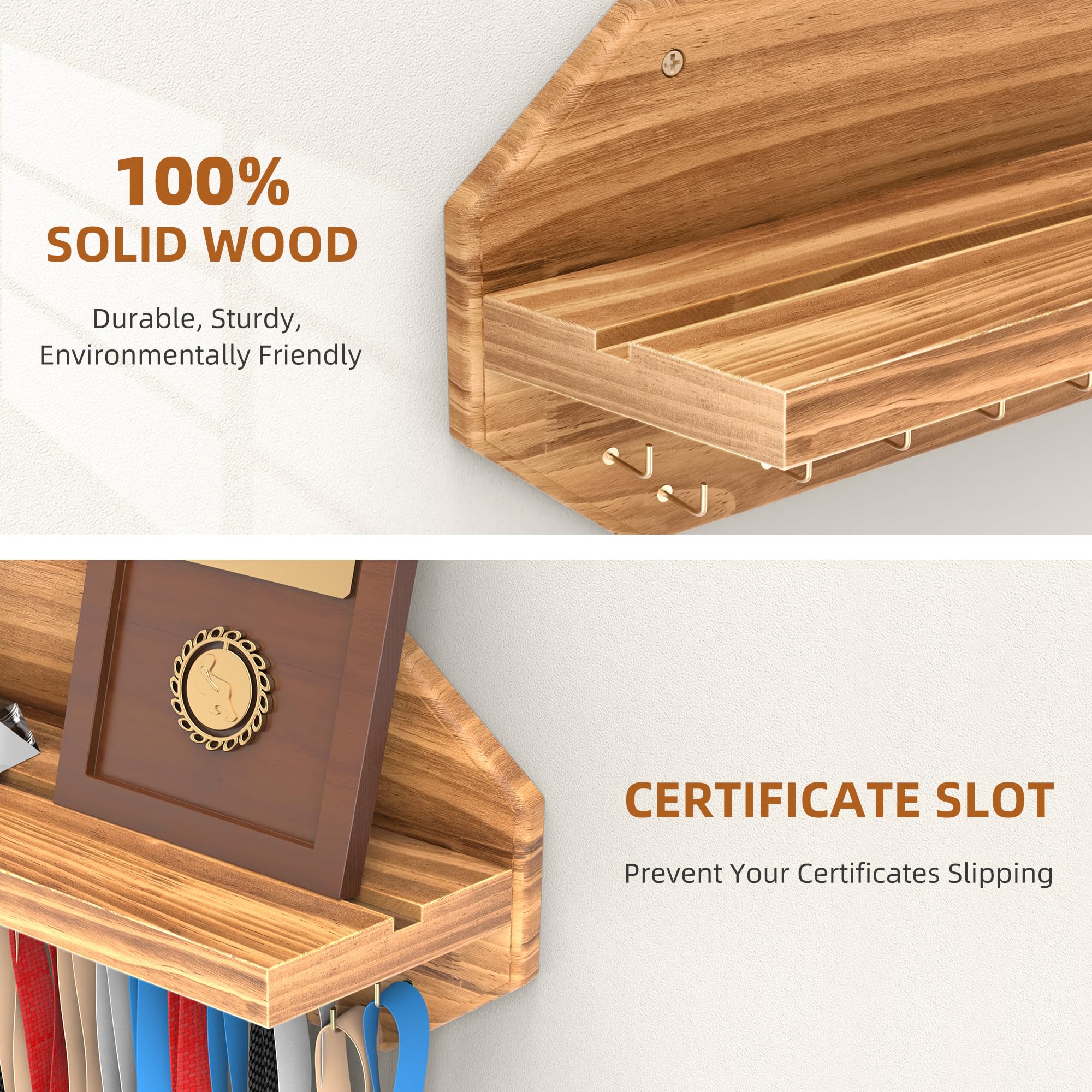 SINGBLA trophy shelf with groove securing trophies and photos benefit