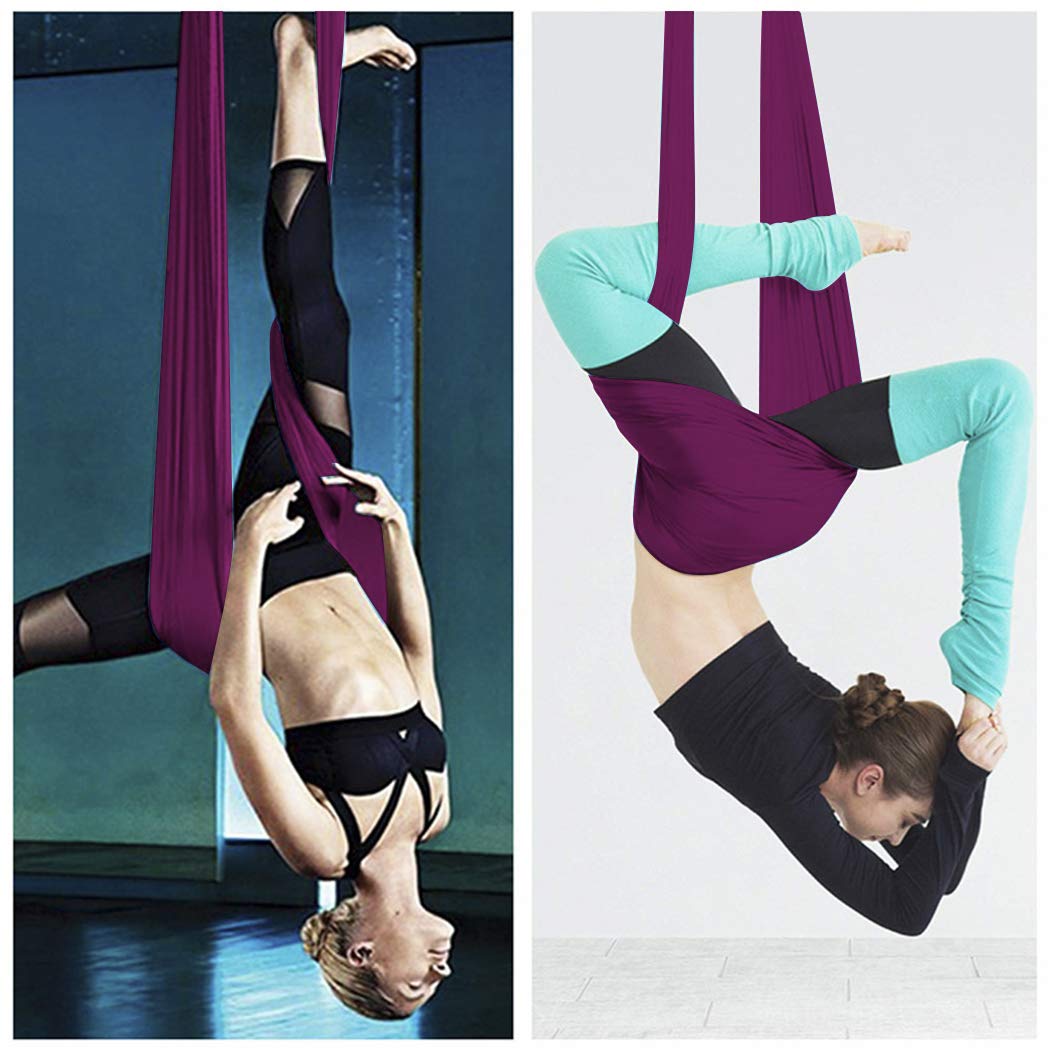 SISROL aerial hammock hung on a tree branch showing portable outdoor practice ease