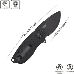 Sitivien blade closeup of Sandvik 14C28N stonewashed edge for lasting sharpness