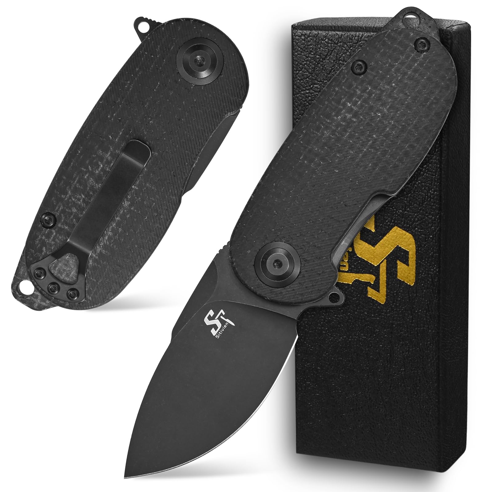 Sitivien front view showing full knife and balanced design for reliable carry