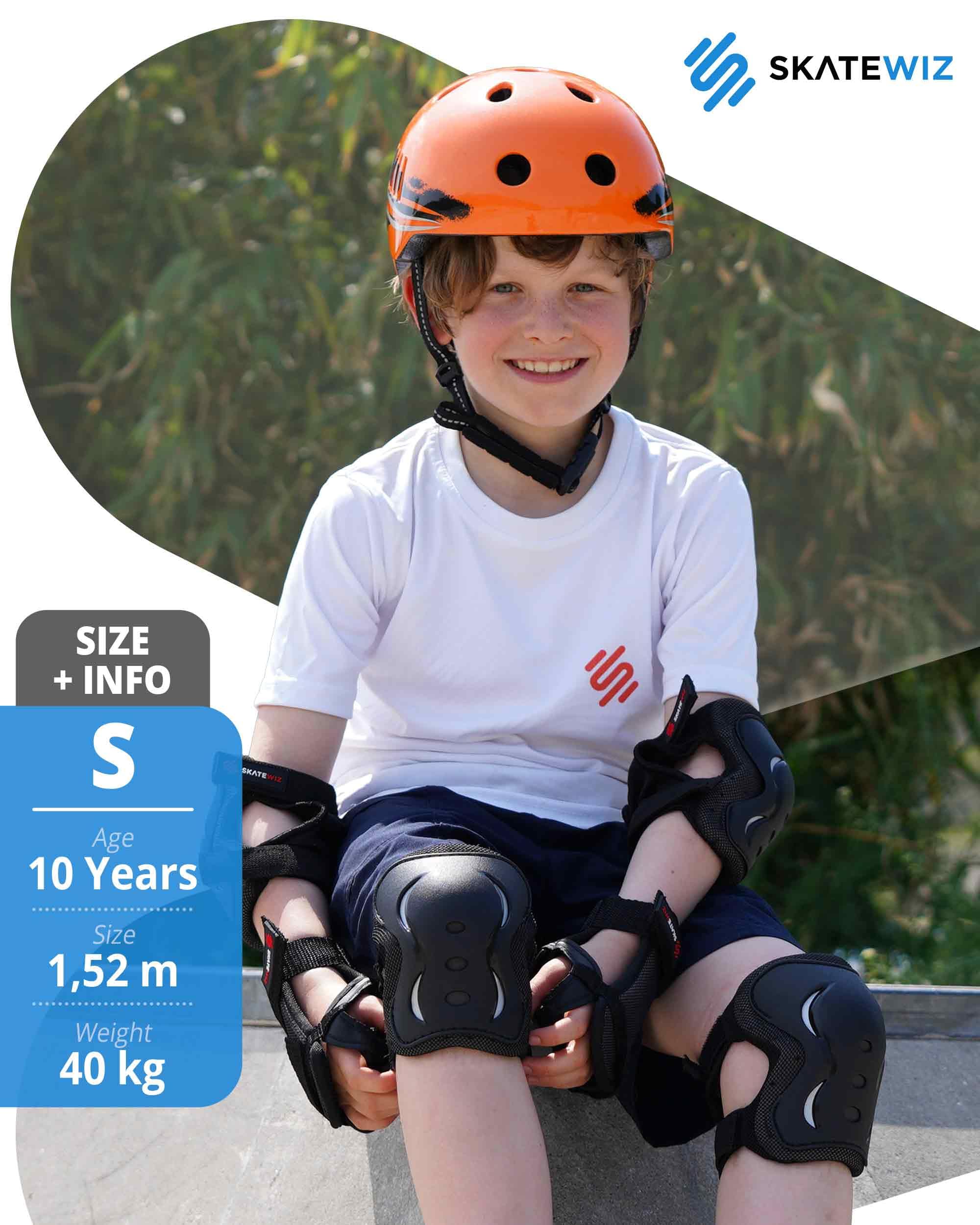 SKATEWIZ kid wearing pads on scooter showing mobility benefit