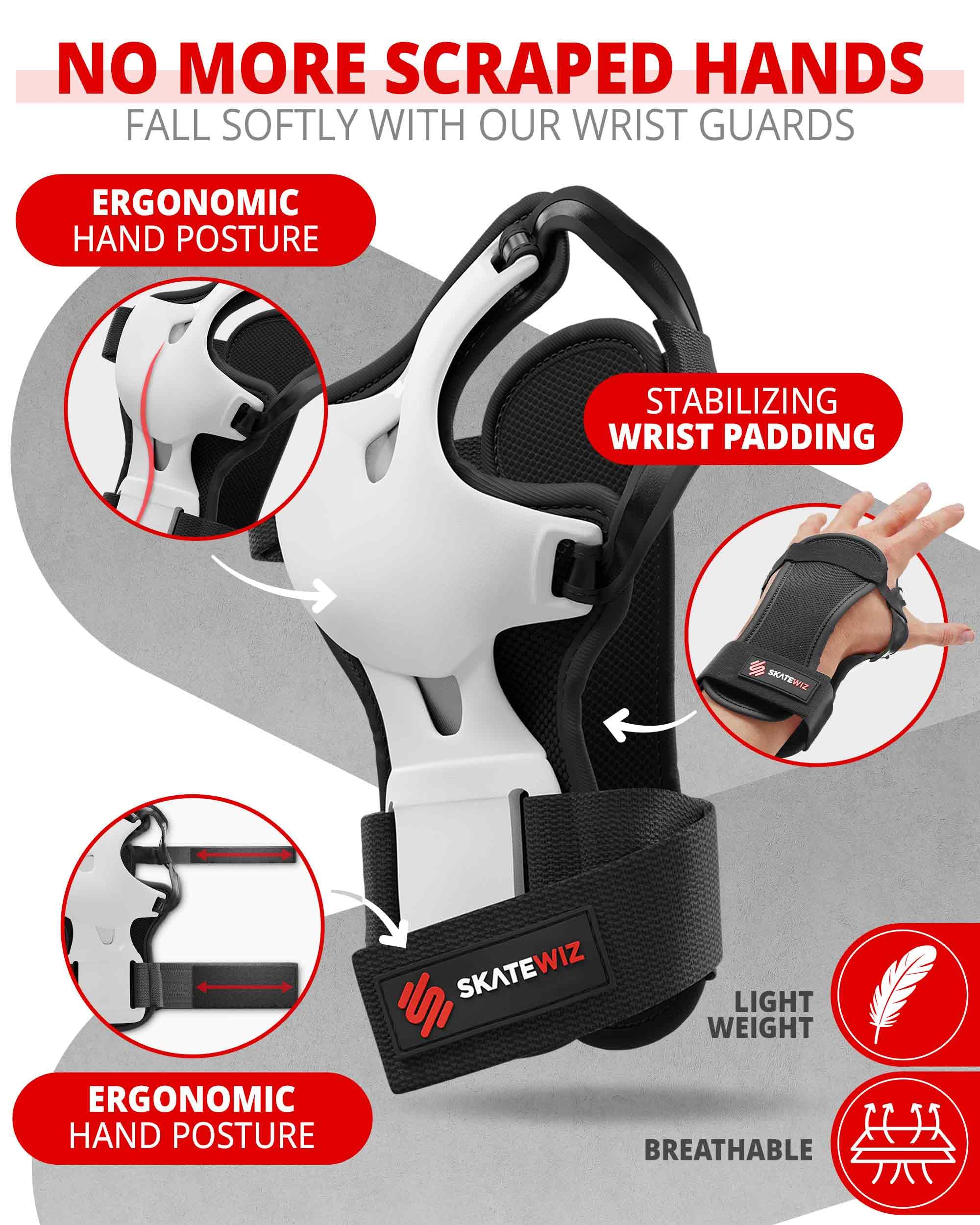 SKATEWIZ adjustable straps and fasteners displayed for customizable secure fit