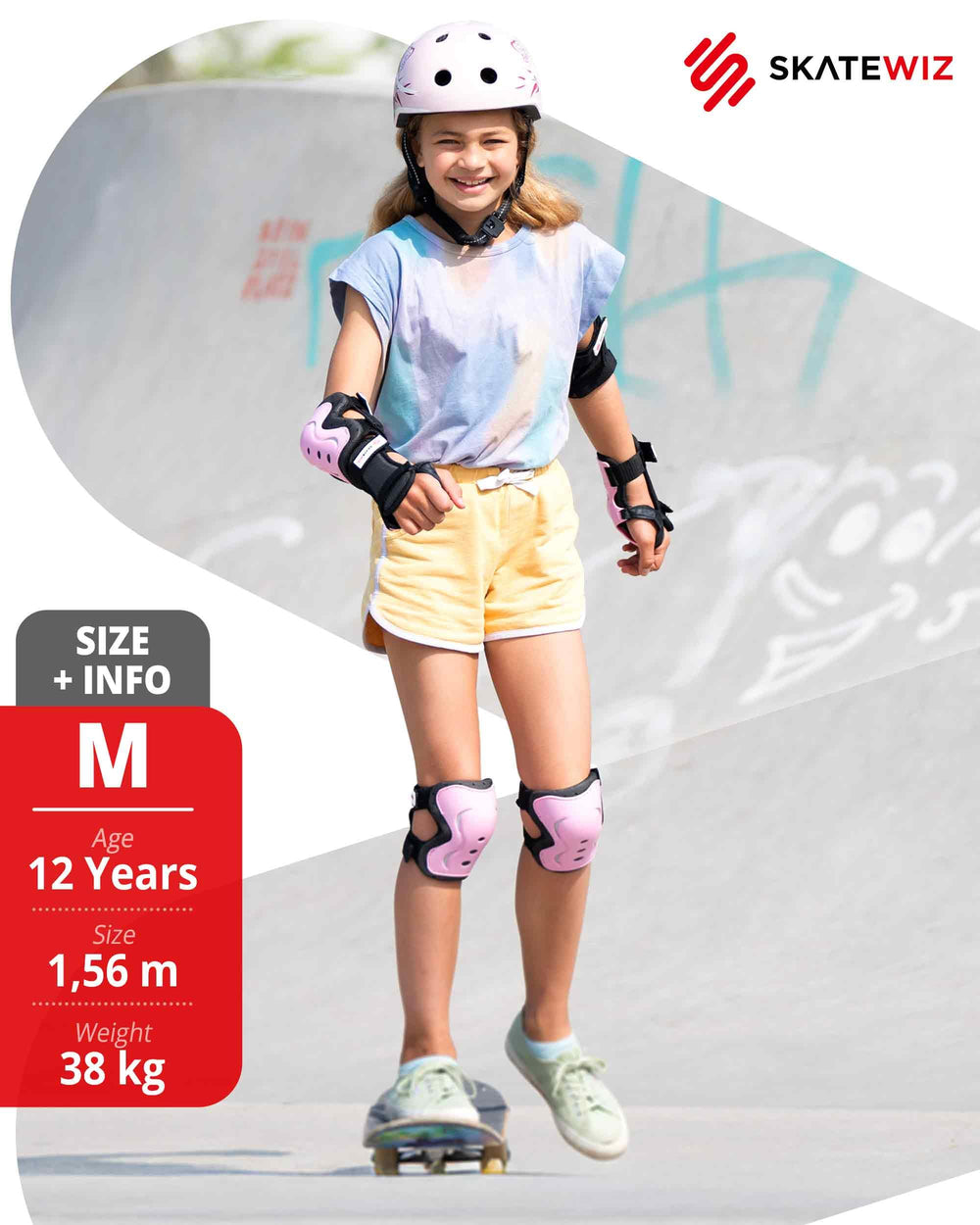 SKATEWIZ elbow pads worn on rider showing joint flexibility and coverage