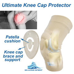 SKATINGSPIRIT close-up of contoured gel pad highlighting patella cushion and impact reduction
