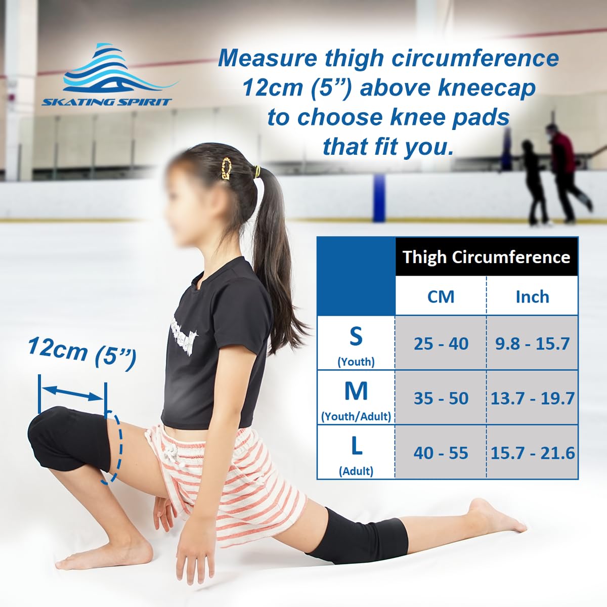 SKATINGSPIRIT scale comparison with ruler to show Small size fit and measurement guidance
