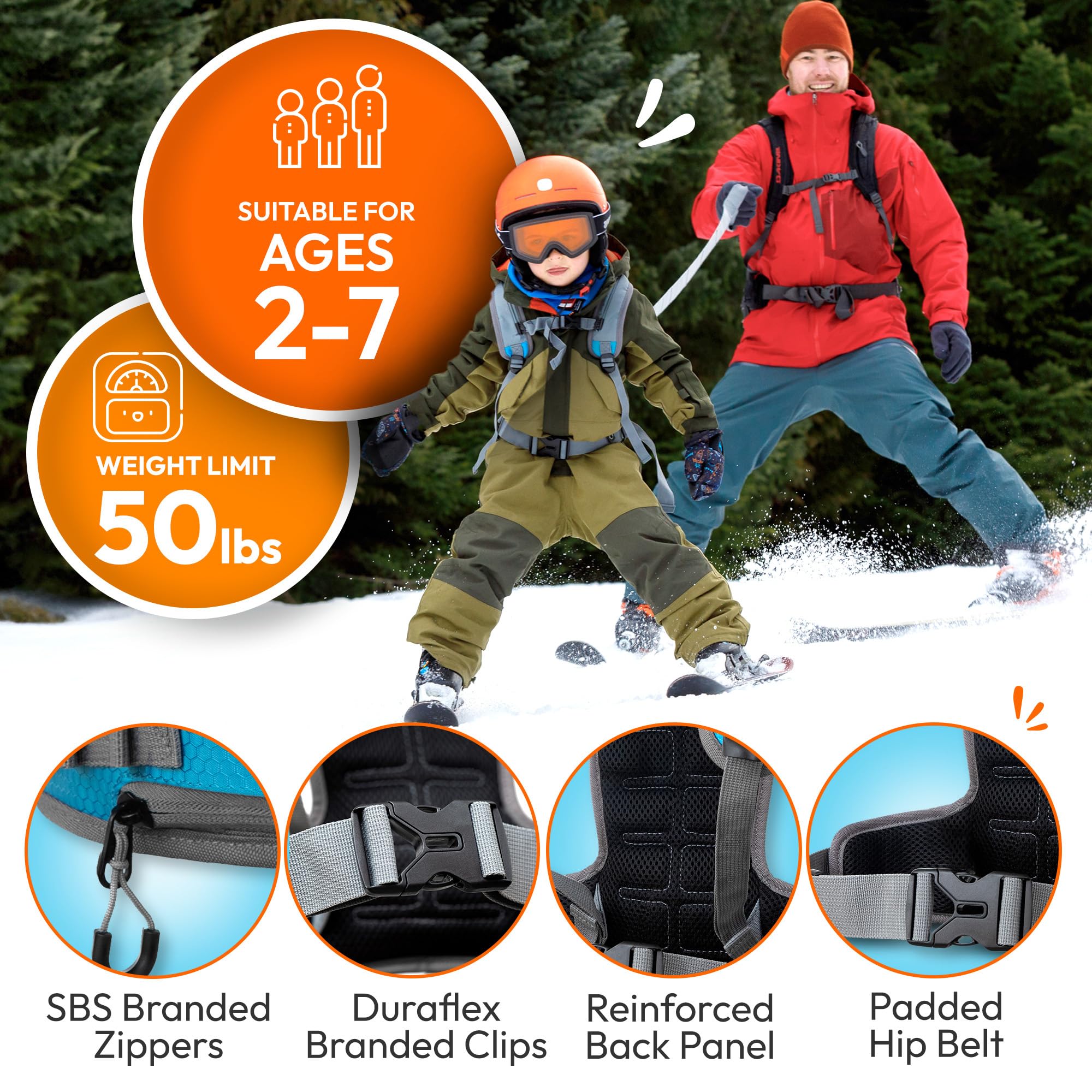 Sklon worn by child on slope illustrating safe guided practice
