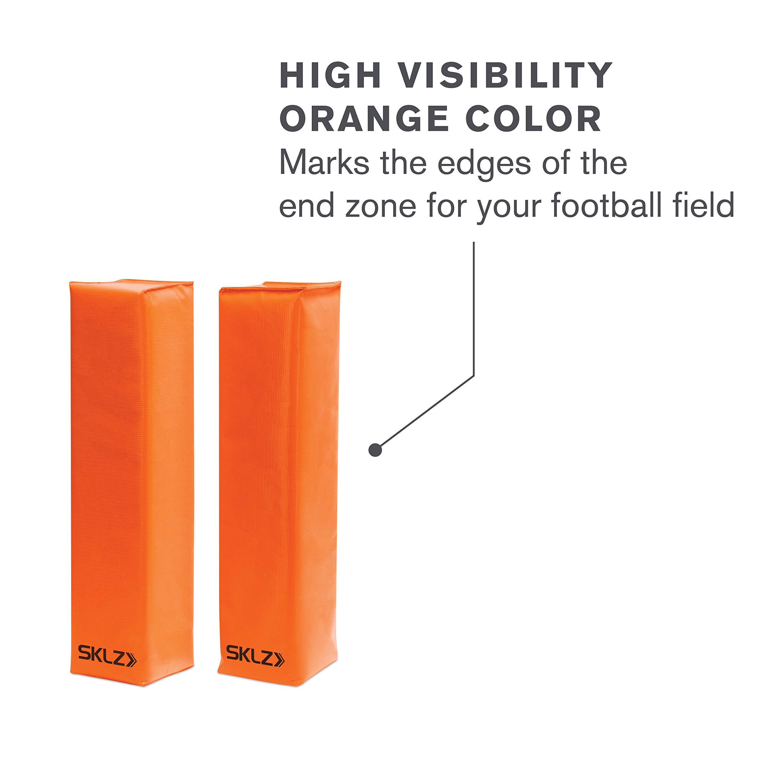 SKLZ pylon next to football for scale showing 17.75 inch height advantage