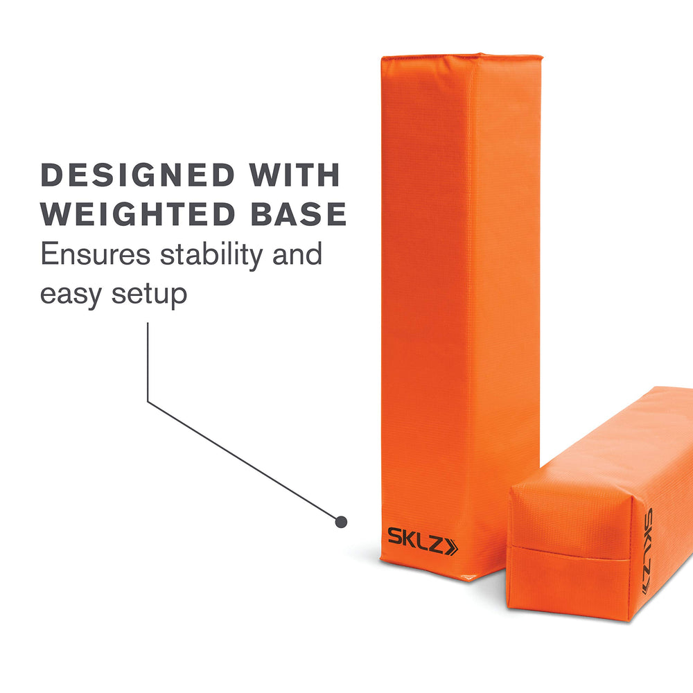 SKLZ pylons placed on grass field illustrating quick setup and clear boundaries
