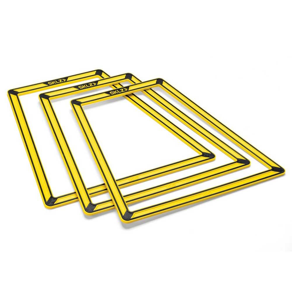 SKLZ trapezoid front pack showing ten-piece kit and carry handle benefit