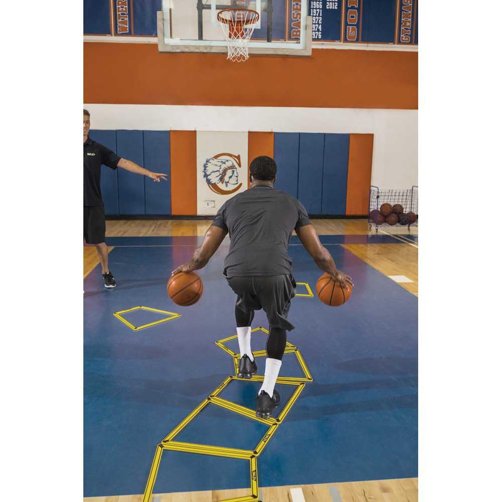 SKLZ trapezoid beside athlete foot to show size and accurate placement