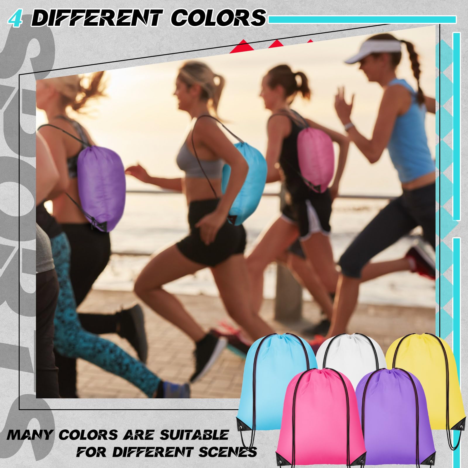 Skybooly drawstring backpack front view showing sturdy 210D fabric benefit