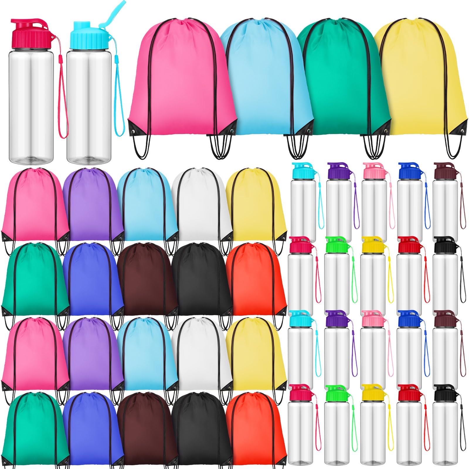 Skybooly front-packaging showing all 20 bottles and 20 backpacks clearly