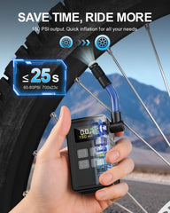 SKYJDM mini bike pump gauge close-up with clear digital readout for accurate pressure