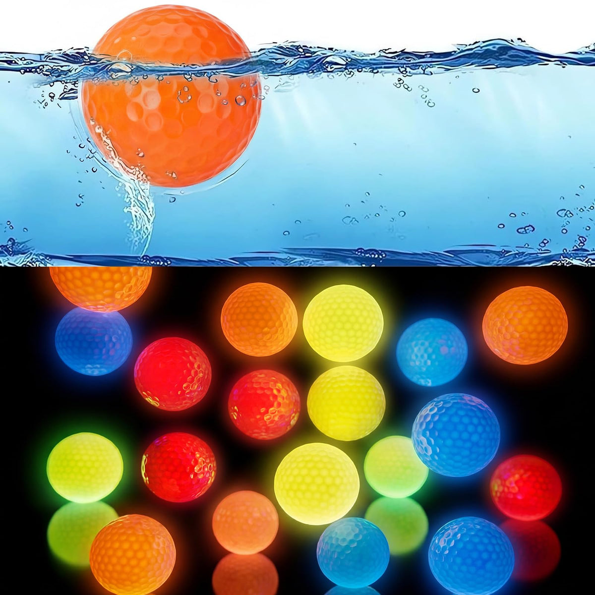 Skylety front packaging showing 16 floating golf balls and clear product view for easy selection