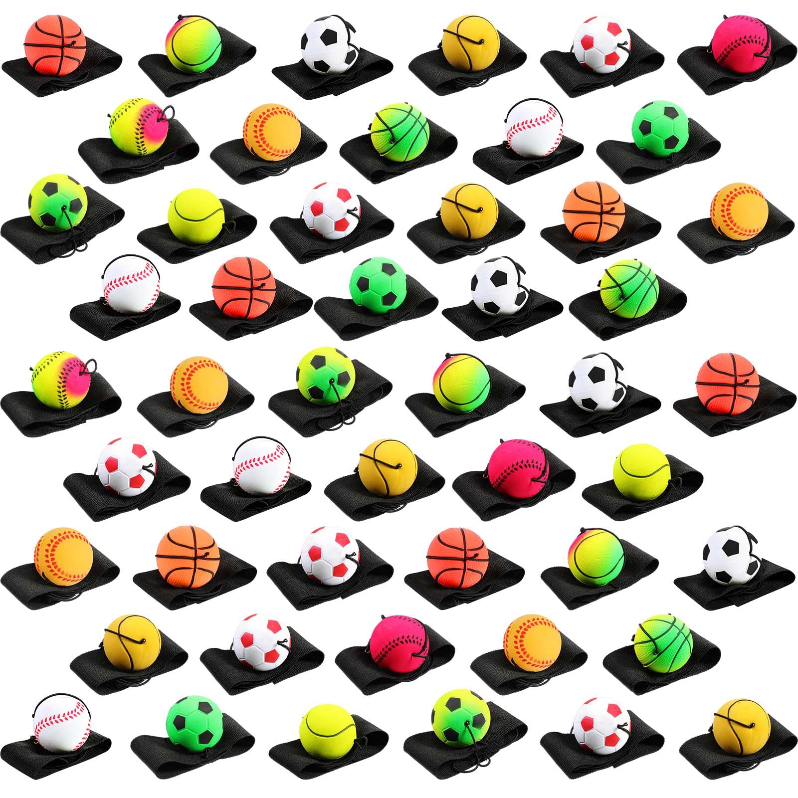 Skylety front packaging showing assorted wrist bounce balls and features for easy selection