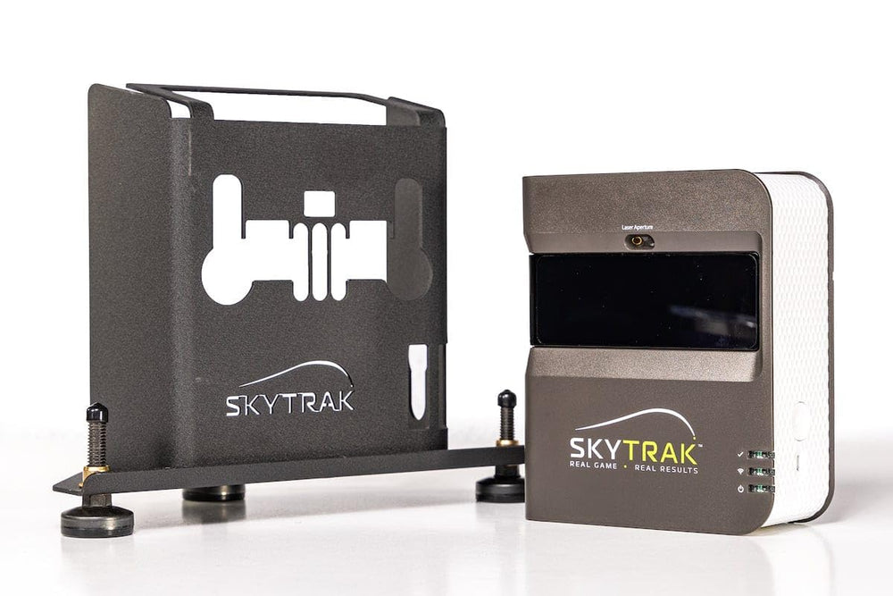 SkyTrak metal case close-up of reinforced latches and hinge for travel reliability