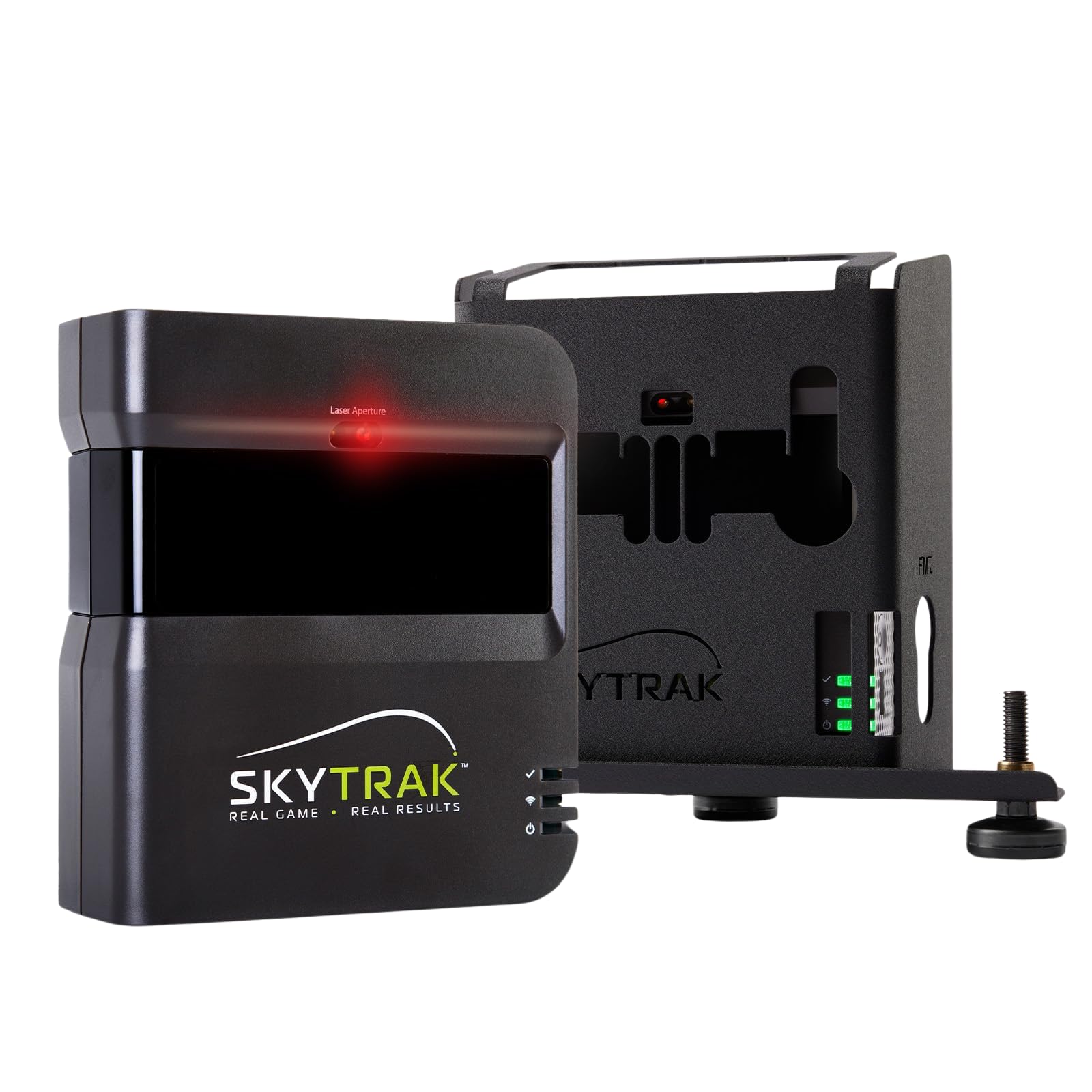 SkyTrak metal case placed in a car trunk for range transport and safe storage