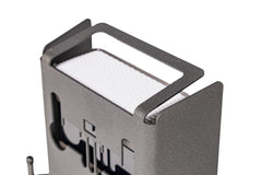 SkyTrak metal case opened to show custom foam interior keeping SkyTrak snug and protected