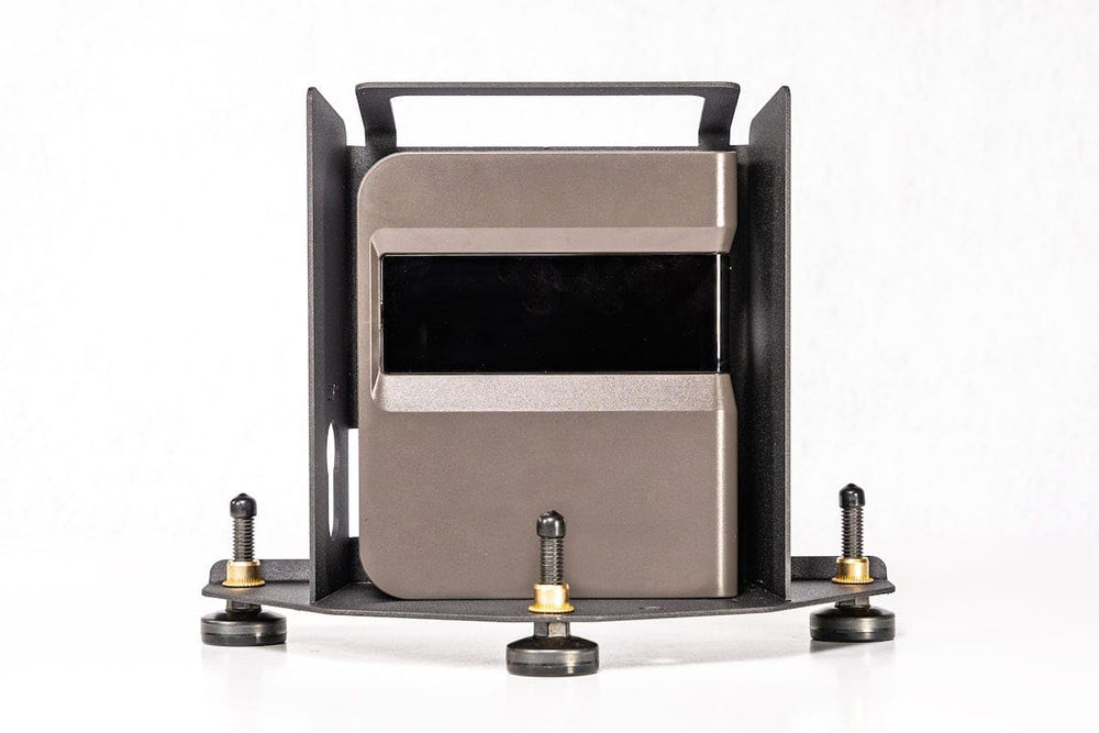 SkyTrak metal case with SkyTrak inside at a simulator showing ready-to-play protection