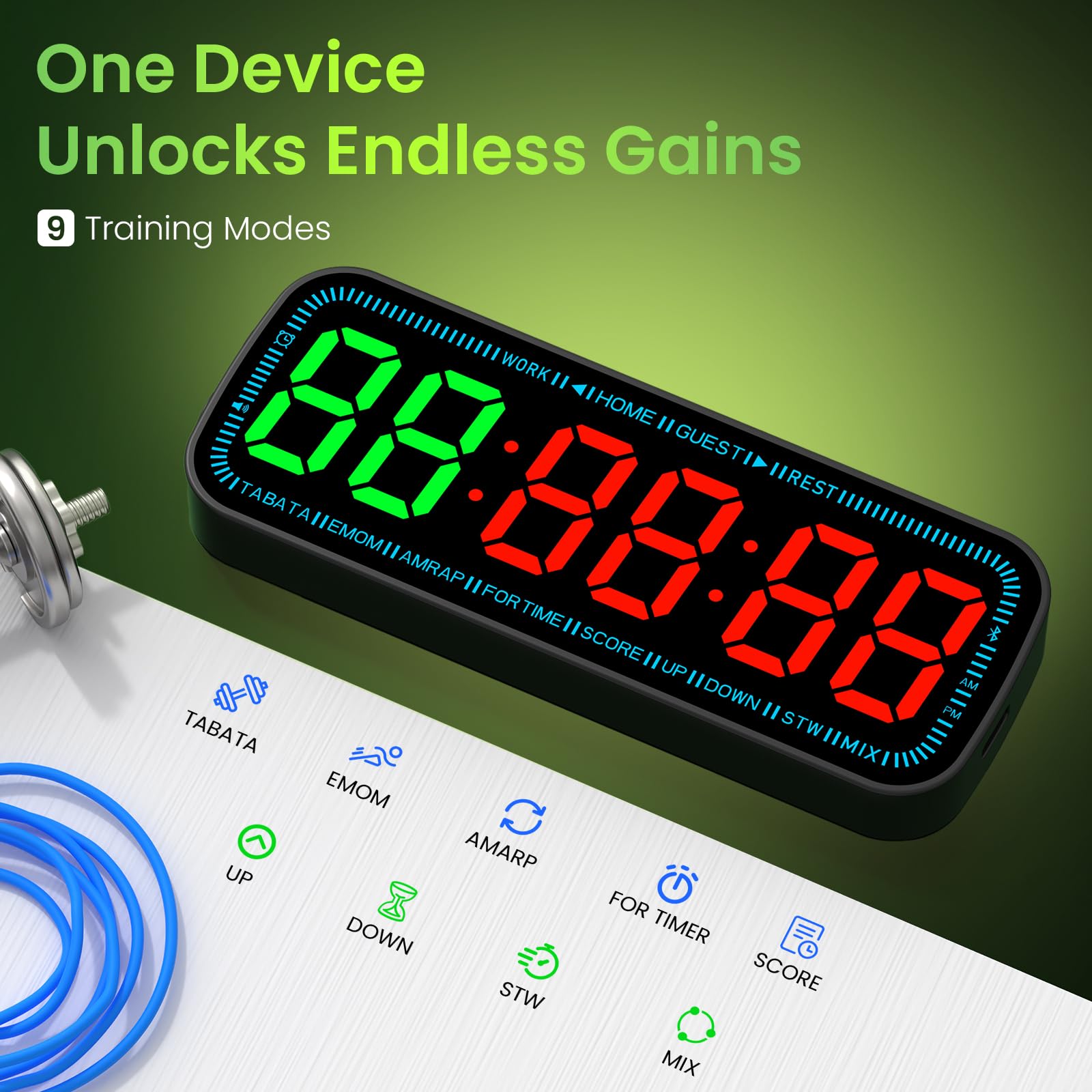 SLEVIO TIMER paired smartphone app programming interval workouts quickly and conveniently
