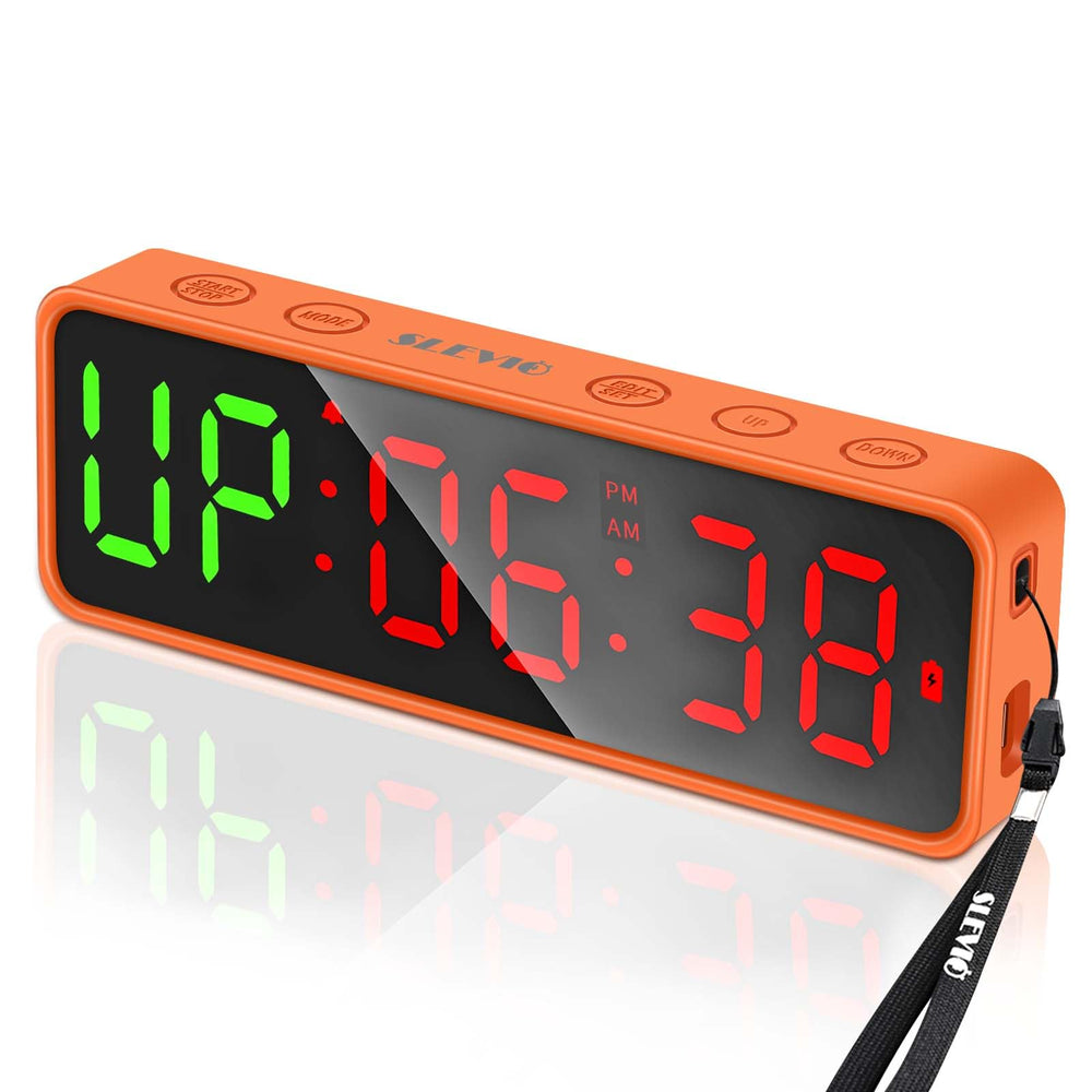SLEVIO TIMER front display showing large LED numbers for quick reading