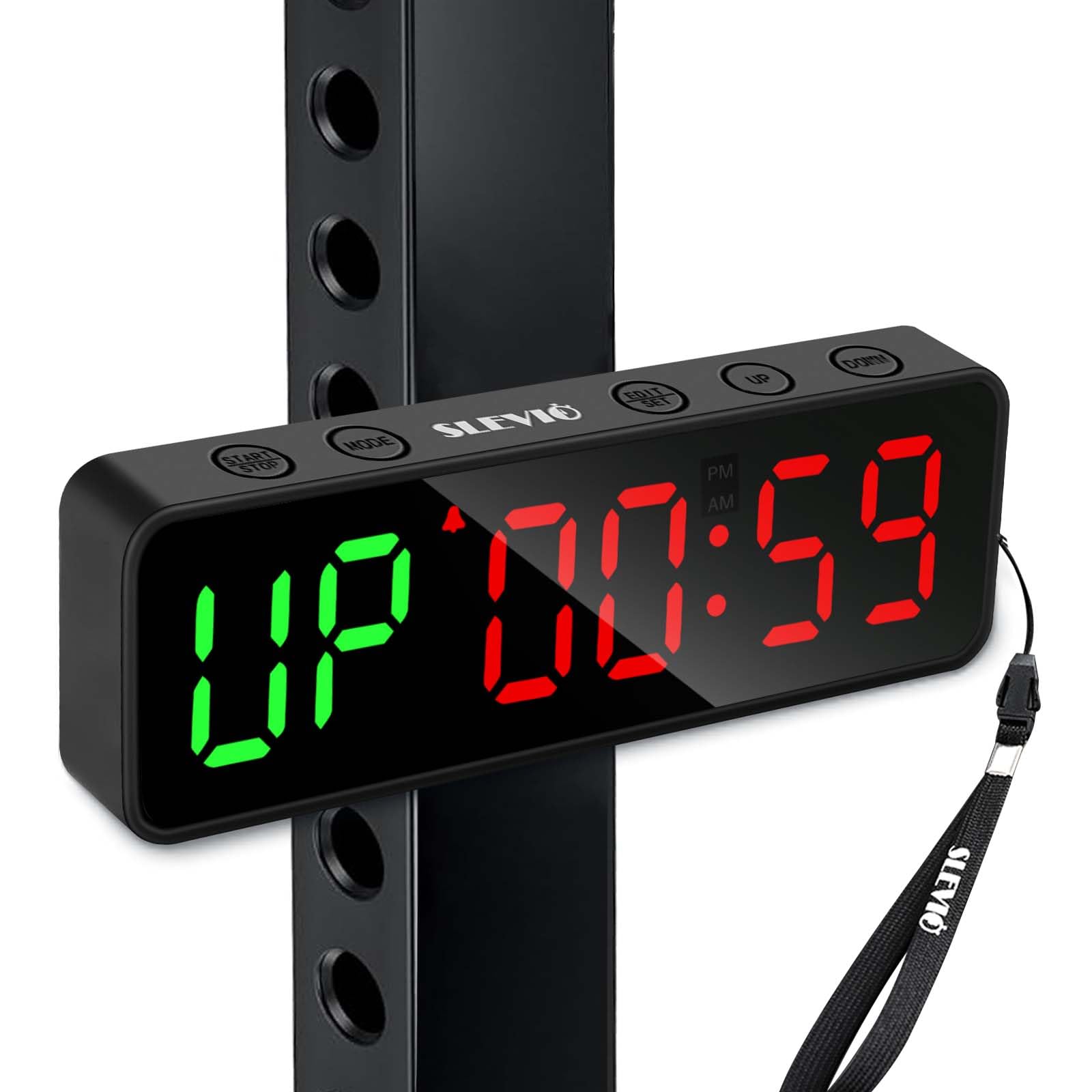 SLEVIO TIMER front display showing bright LED digits for clear timing