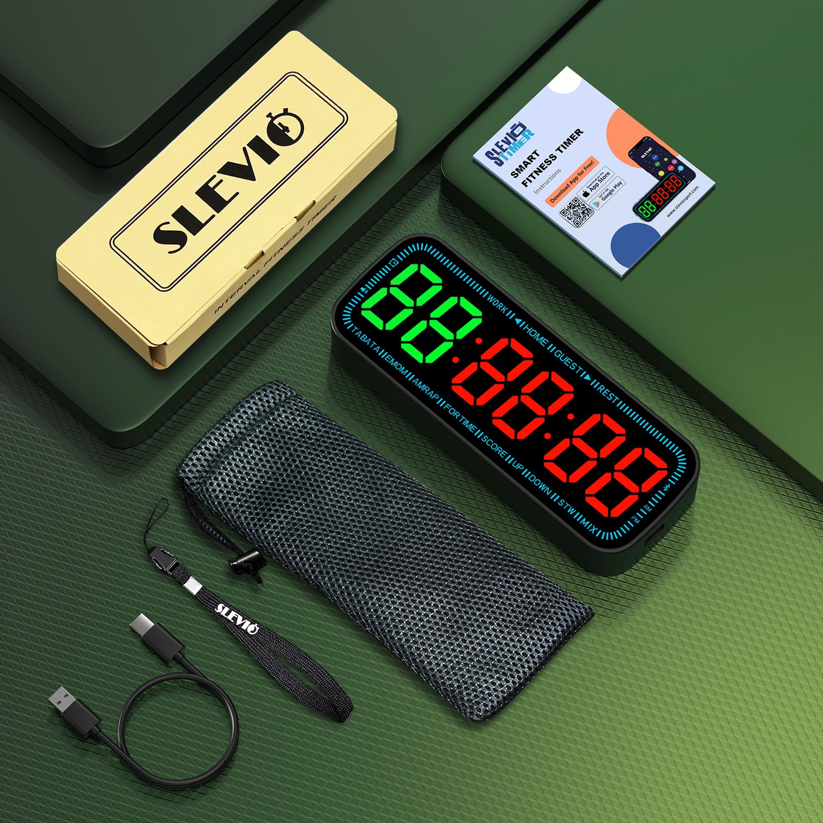 SLEVIO TIMER scoreboard in boxing setup showing HOME and GUEST scores for match practice