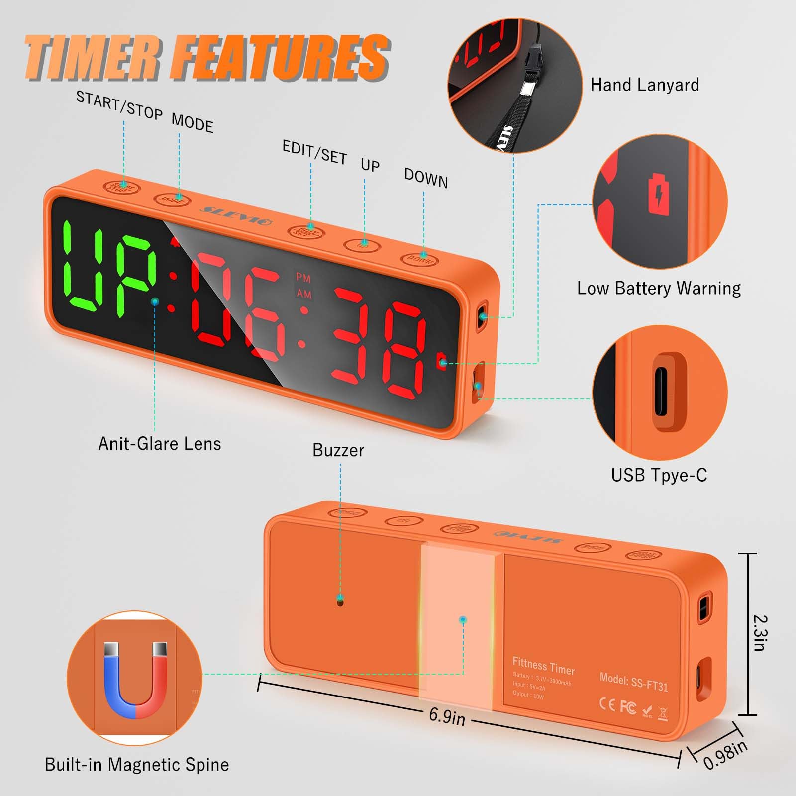 SLEVIO TIMER button and control layout for fast interval programming