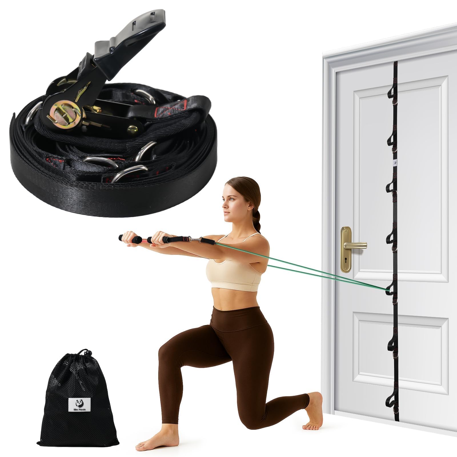 Slim Panda front view of door anchor strap showing full length and attachment points, durable setup benefit