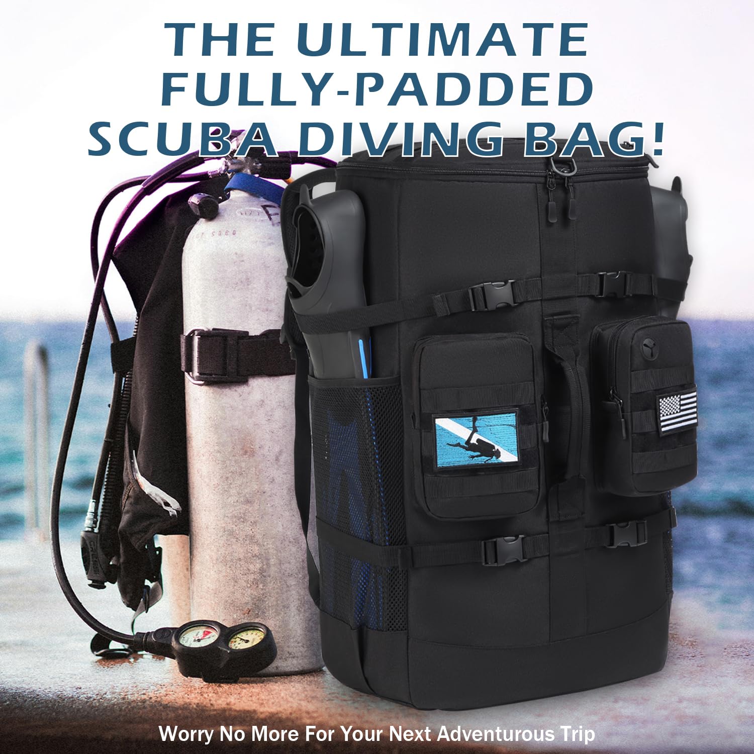 SLINRKE in use at beach showing dive gear packed and ready