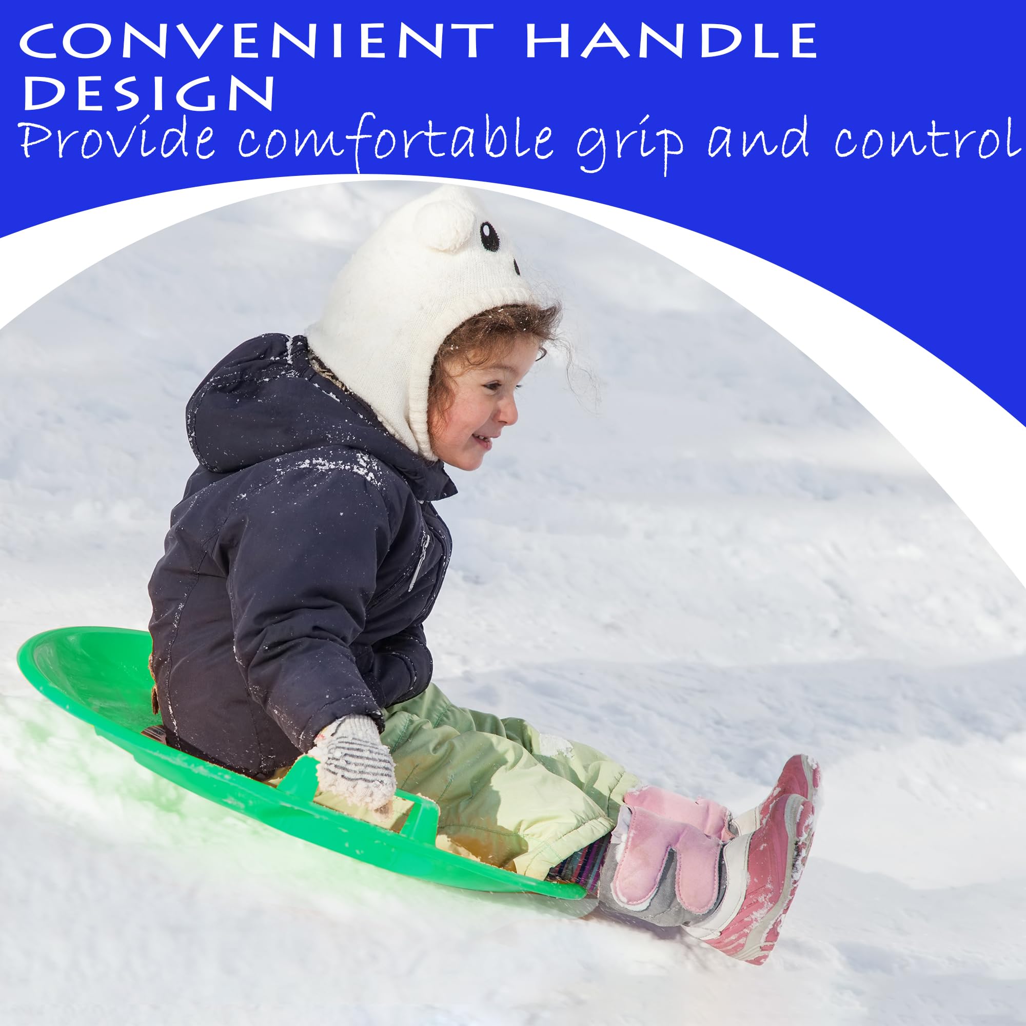 Slippery Racer child riding the green saucer enjoying fast, controlled descents