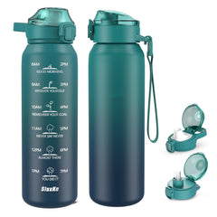 SLUXKE blue bottle front view showing sleek finish and compact size for commuting
