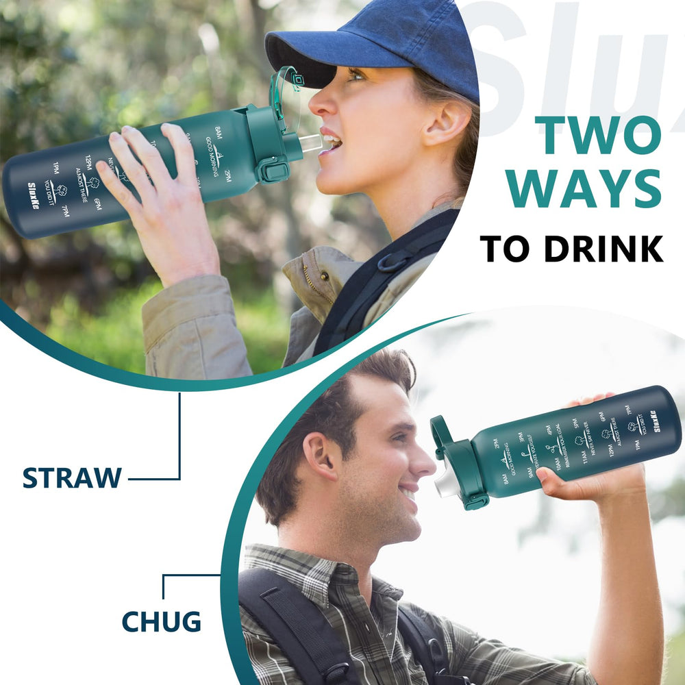 SLUXKE bottle in outdoor setting showing durable construction and on-the-go use