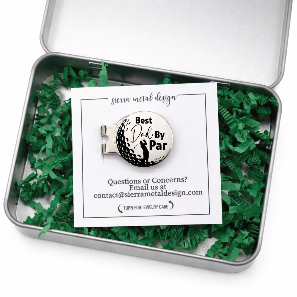 SM Design lifestyle image of dad holding marker on greens showing sentimental practical gift