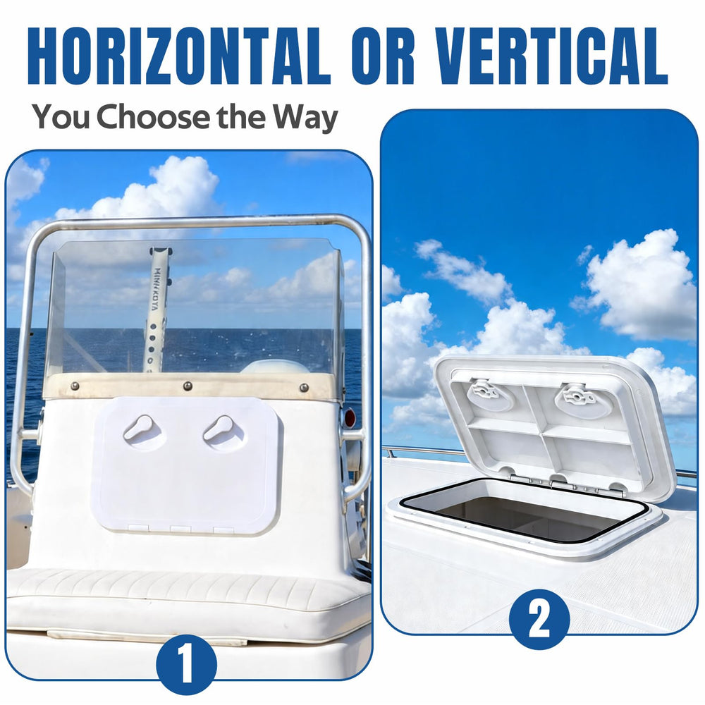 Smart Marine hatch installed vertically on bulkhead illustrating versatile mounting options