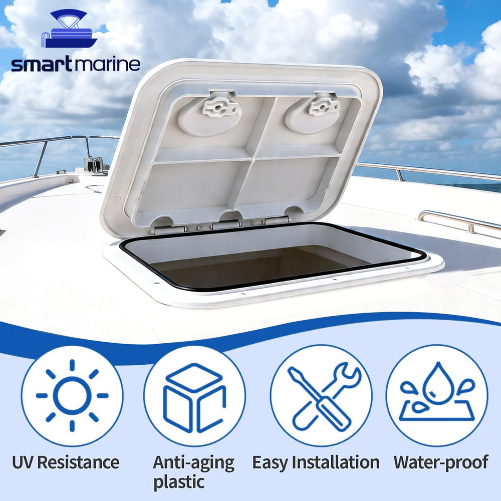 Smart Marine hatch mounted on boat deck horizontally for secure, low-profile installation