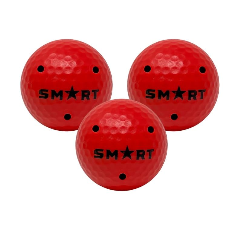 Smarthockey neon red ball front view showing Surlyn texture and durable training benefit