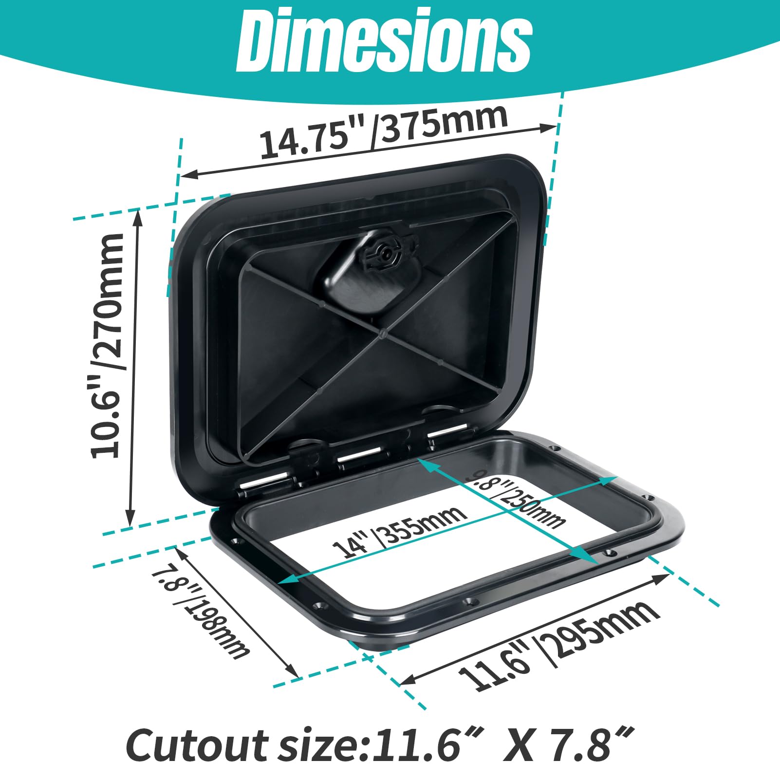 Smart Marine side profile with lid open 180 degrees for easy access