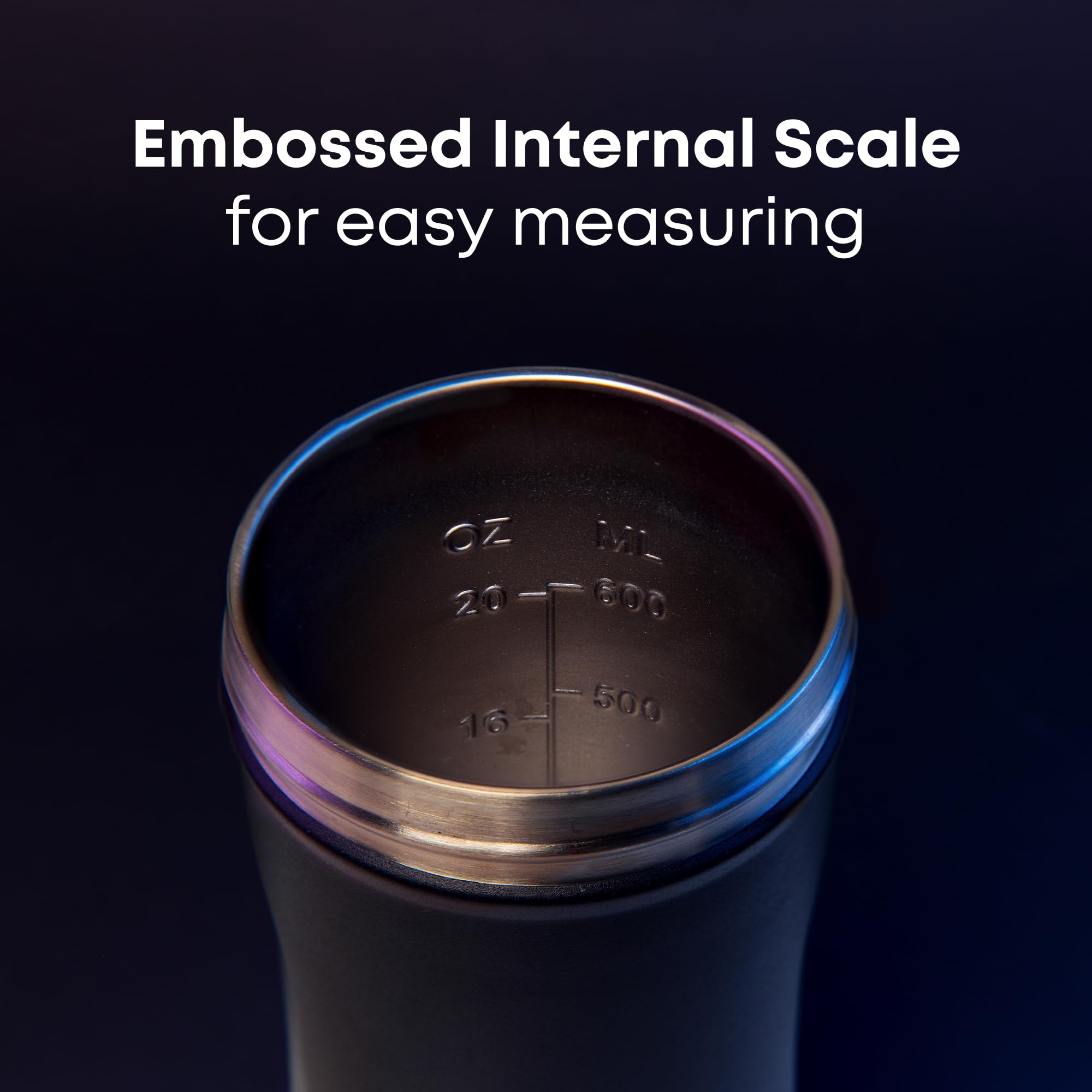 Smartshake faded blue stainless-steel interior close-up preserving neutral flavor